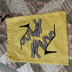 Henri Bendel Yellow Drawstring Shoe Travel Bag With Adorable High Heel Motif